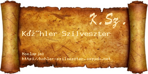Köhler Szilveszter névjegykártya