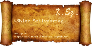 Köhler Szilveszter névjegykártya